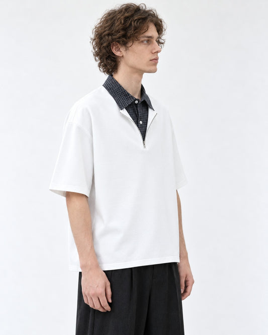 Half-Zip Top with Contrast Collar