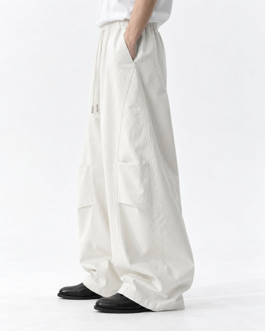 Drawstring Diagonal-Pocket Balloon Pants