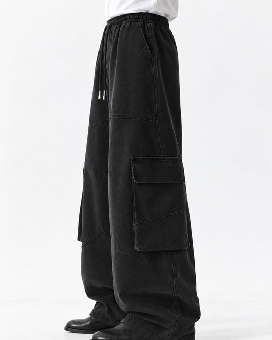 Drawstring Wide-Leg Cargo Pants