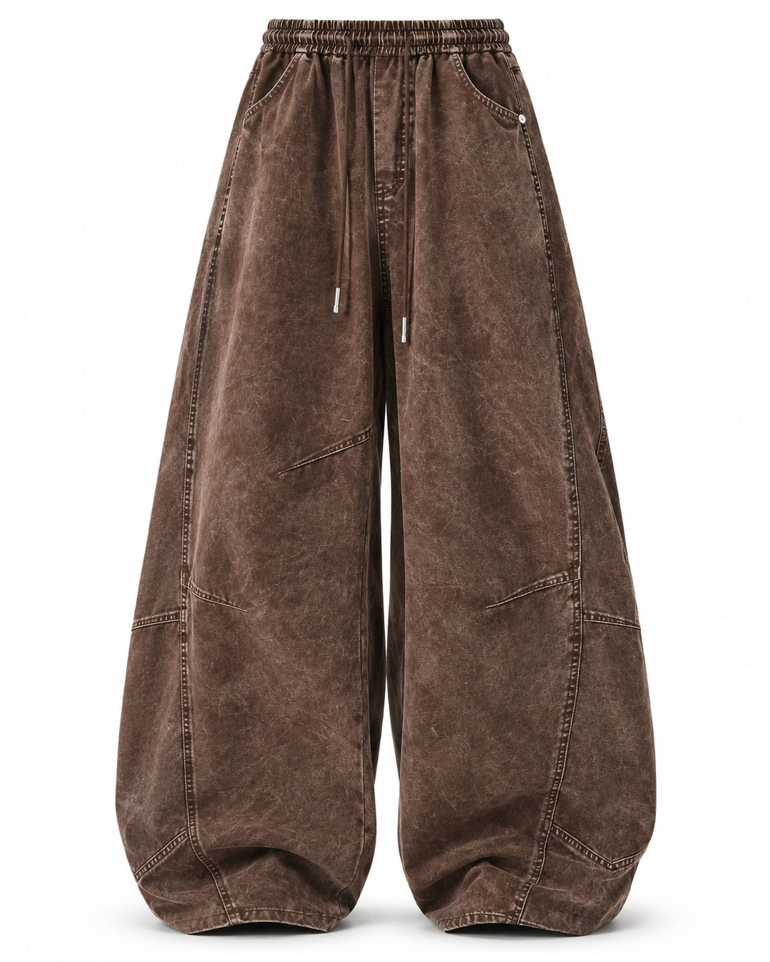 Drawstring Waist Balloon-Leg Jeans