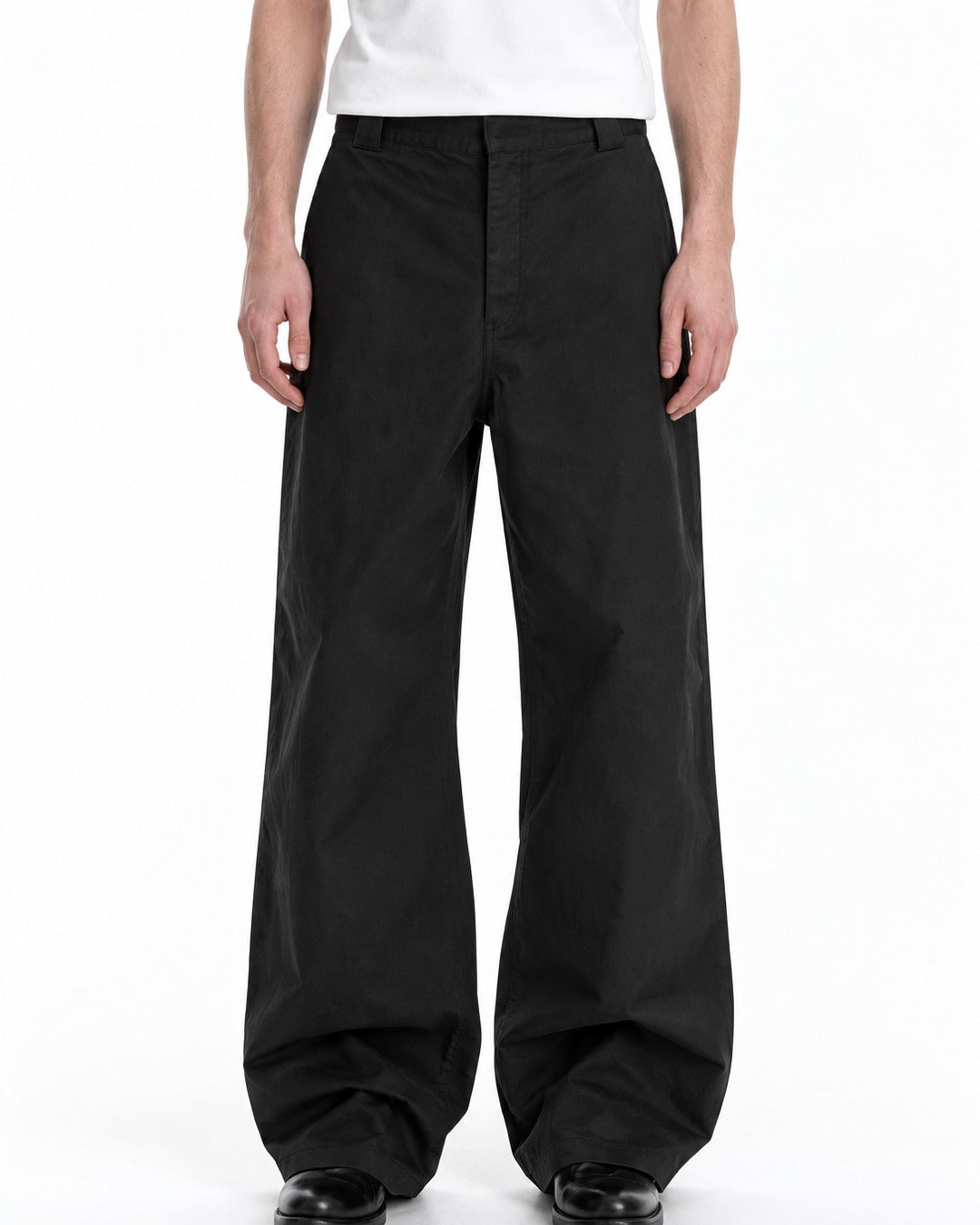Asymmetric Back-Pocket Wide-Leg Trousers