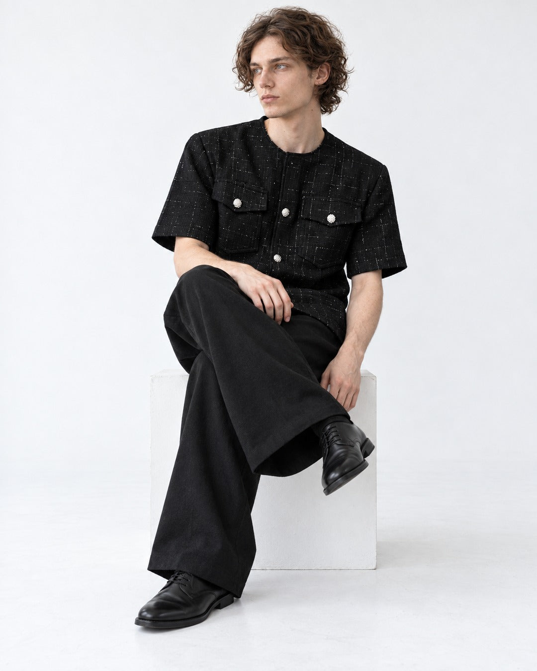 Textured Shirt with Chest Pockets