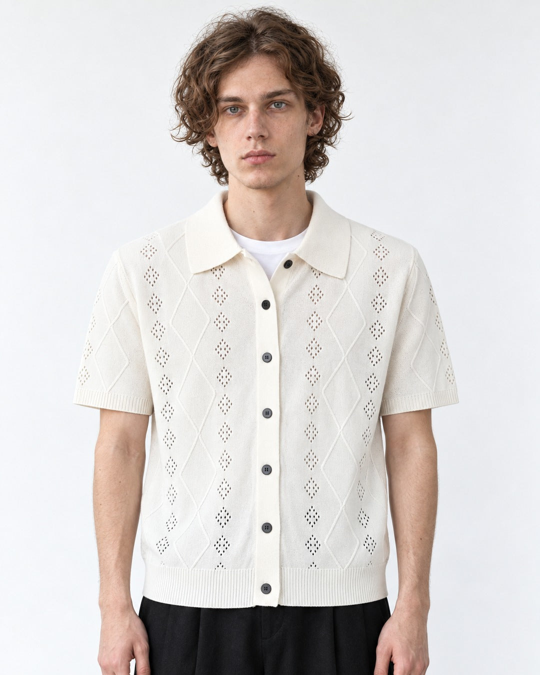 Openwork Diamond-Pattern Shirt