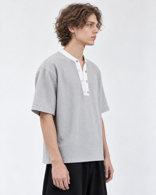 Waffle-Knit Henley Top