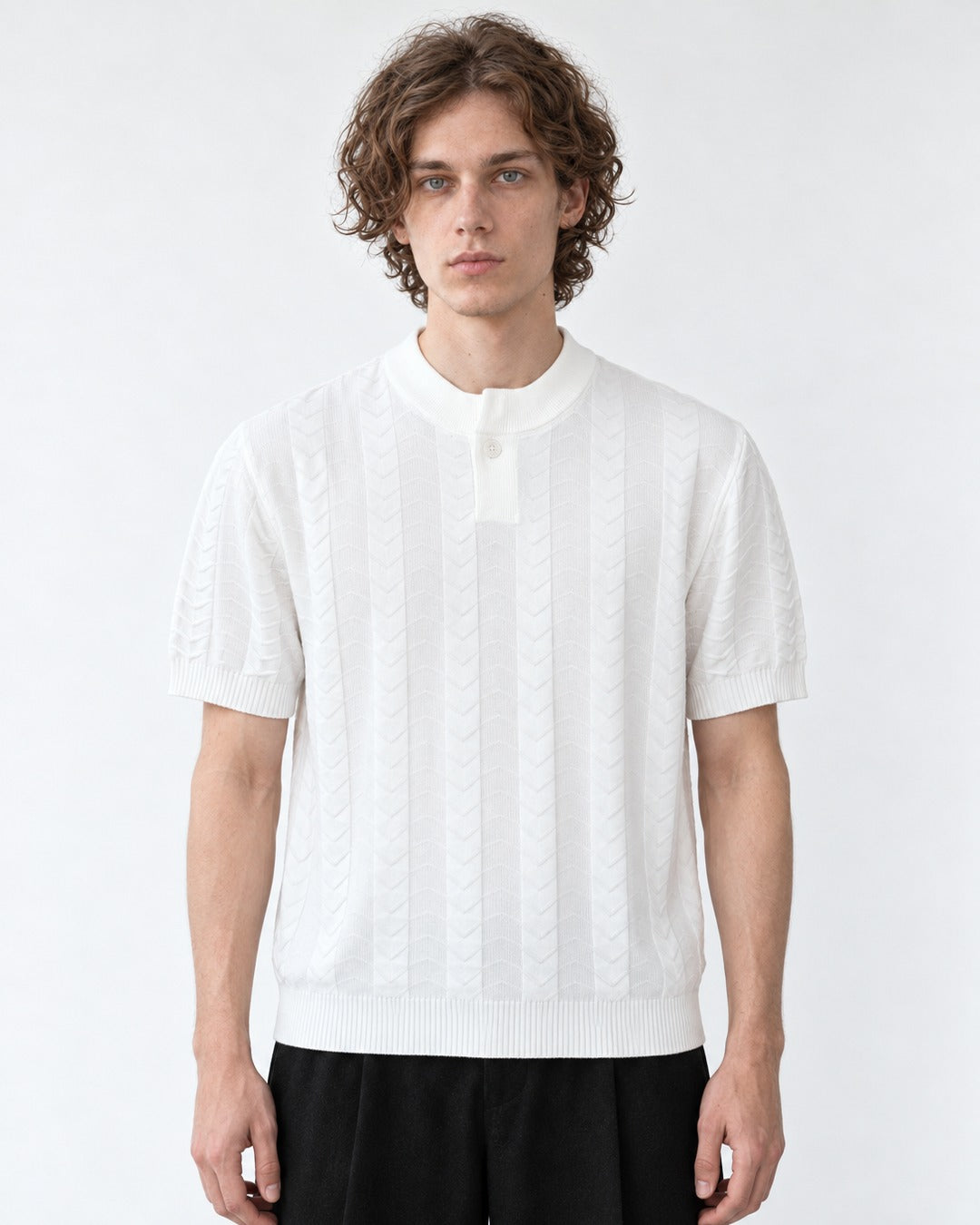 Ribbed Knit Polo