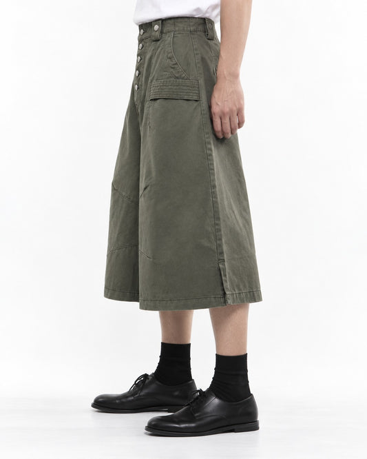 Button-Front Wide-Leg Shorts