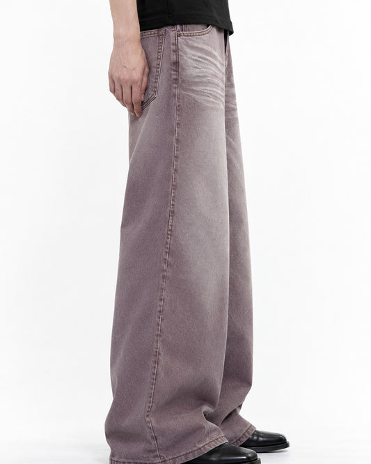 Wide-Leg Whiskered Wash Jeans