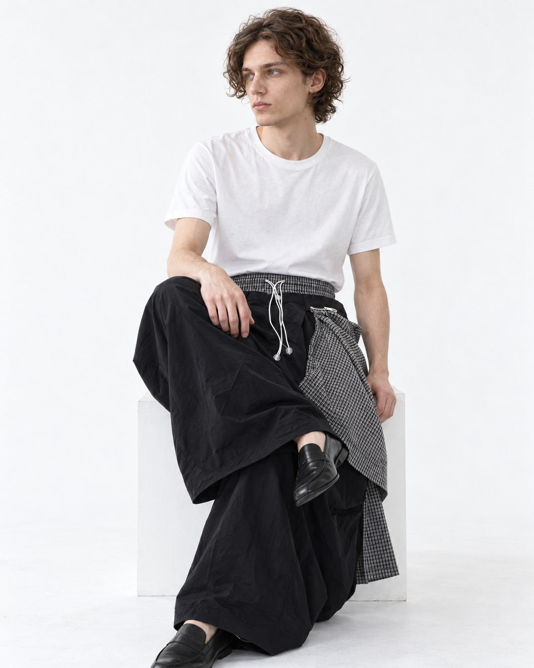 Double Waistband Wide-Leg Pants
