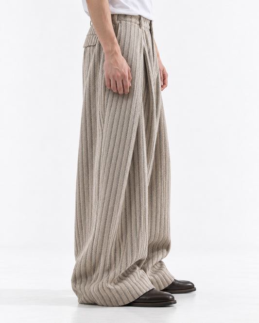Wrap-Front Pleated Wide-Leg Trousers