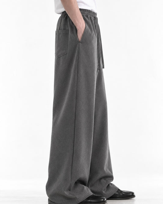 Elastic Drawstring Wide-Leg Pants