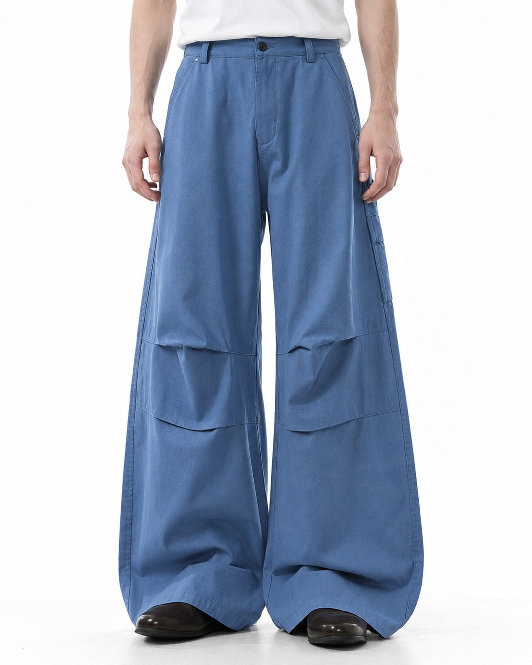 Horizontal-Seam Draped Cargo Trousers