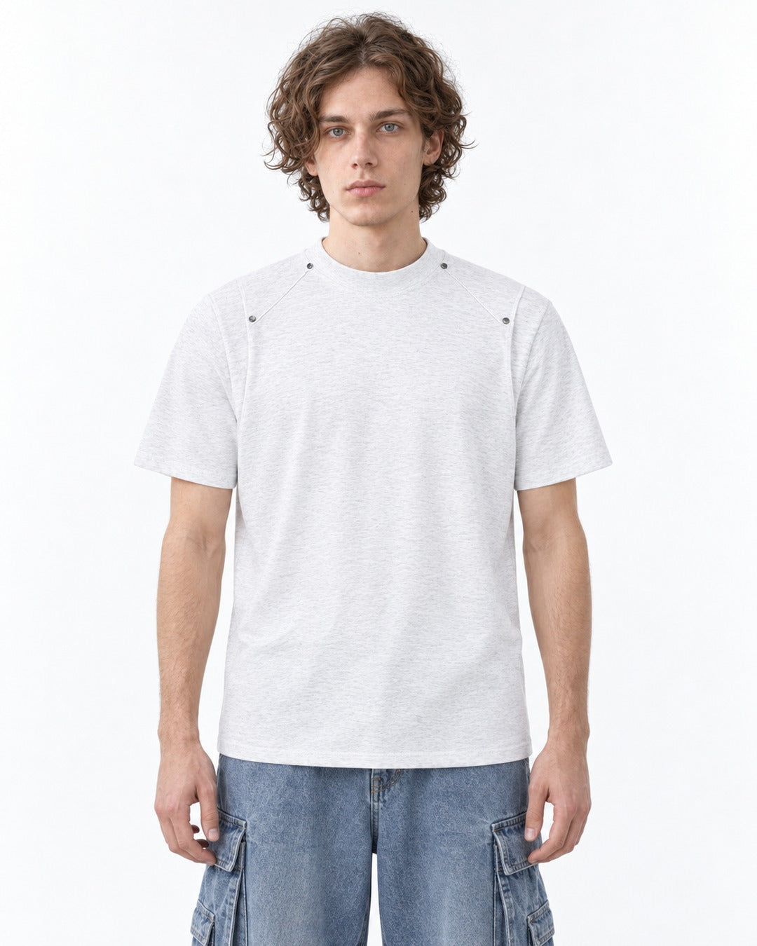 Mock-Neck Tee with Raglan Seam