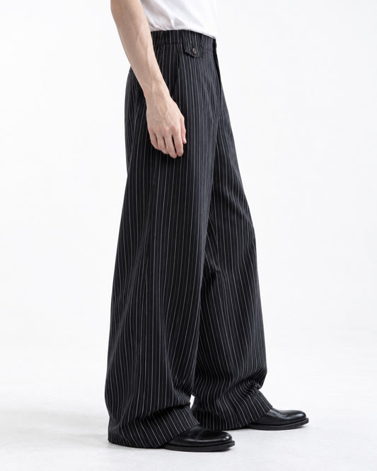 Pinstripe Wide-Leg Trousers