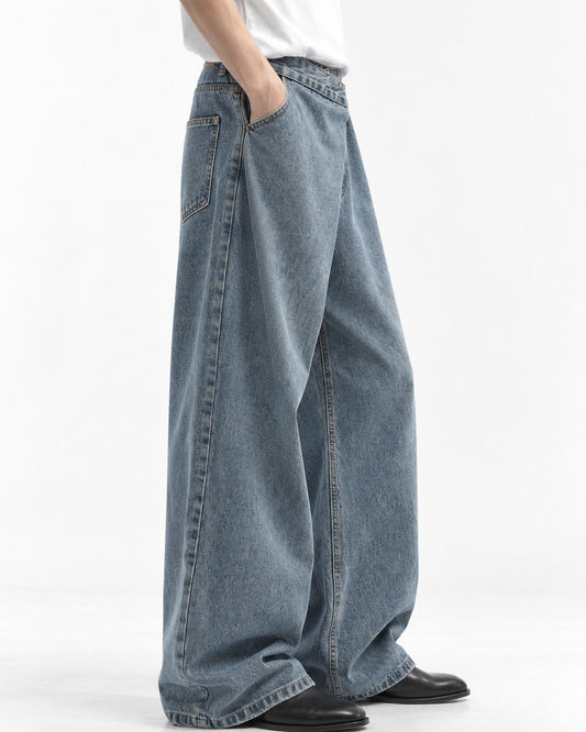 Wrap Front Wide-Leg Jeans