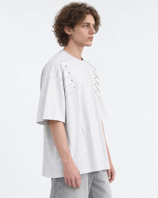 Tee with Rivet-Studded Yoke