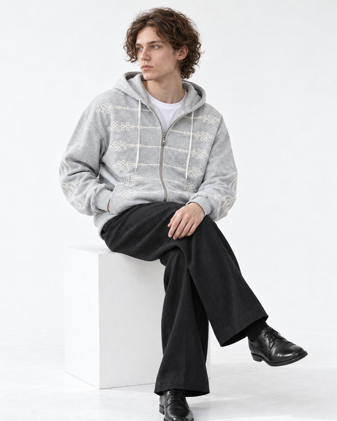 Knot-Embroidered Hooded Sweatshirt