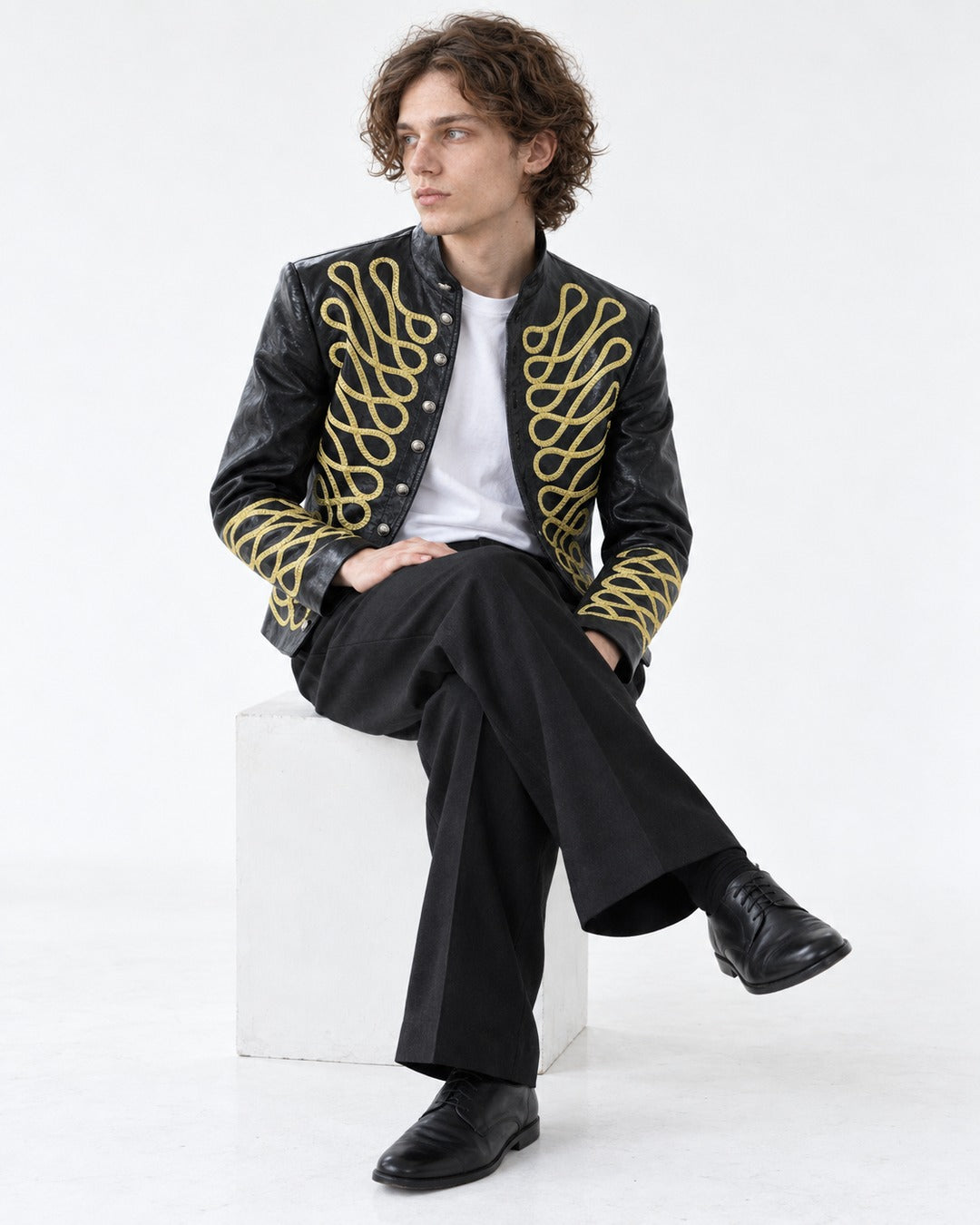 Gold Braid-Trim Military Jacket