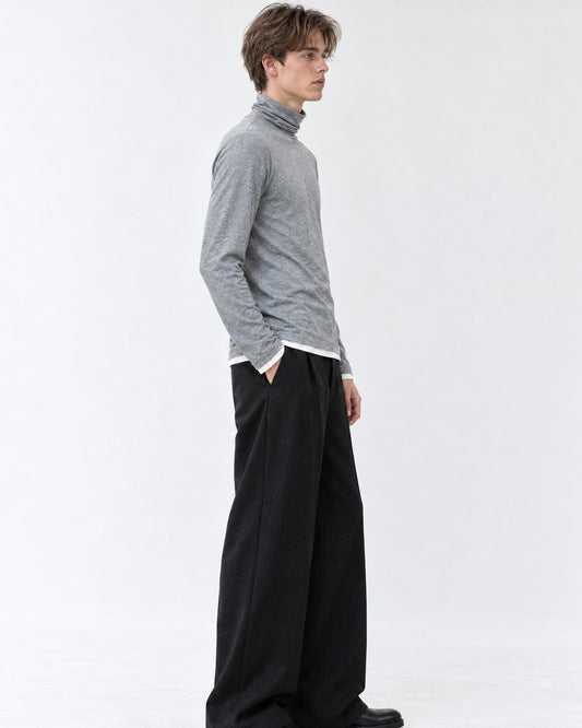 Layered-Hem High-Neck Top