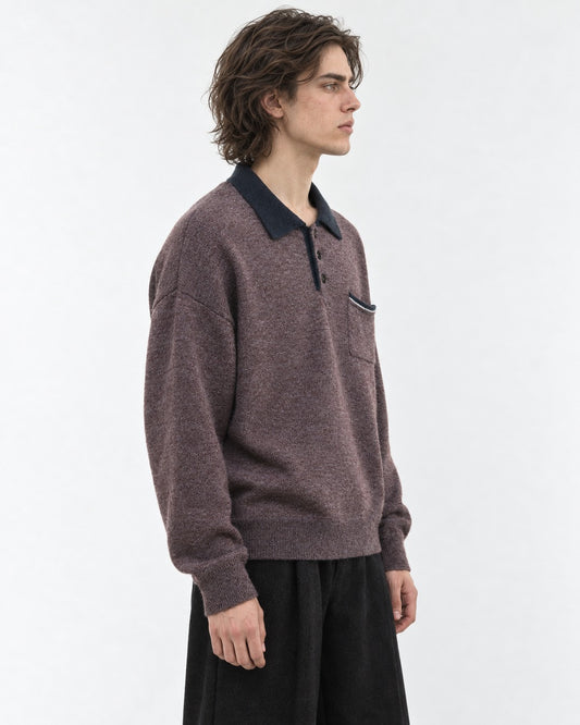 Contrast Collar Patch Pocket Knit Polo