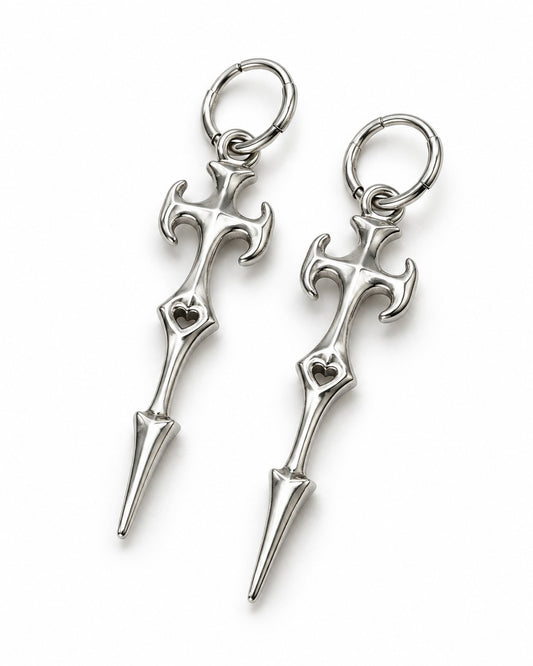 Gothic Cross Drop Earrings