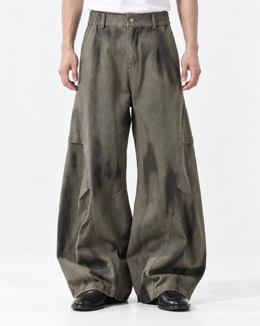 Dirty-Dyed Barrel Wide-Leg Pants