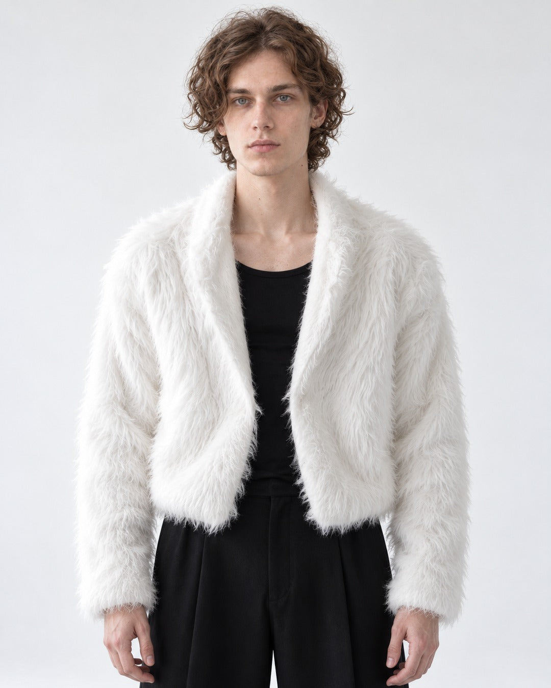 Fuzzy-Knit Draped Cardigan