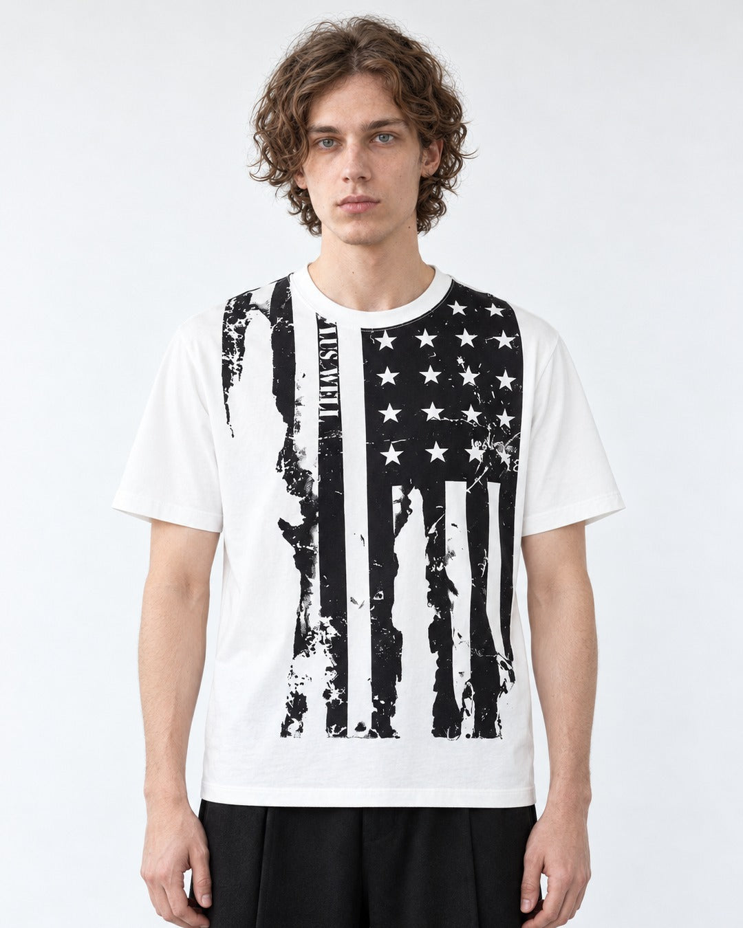 Flag Print Cotton T-Shirt