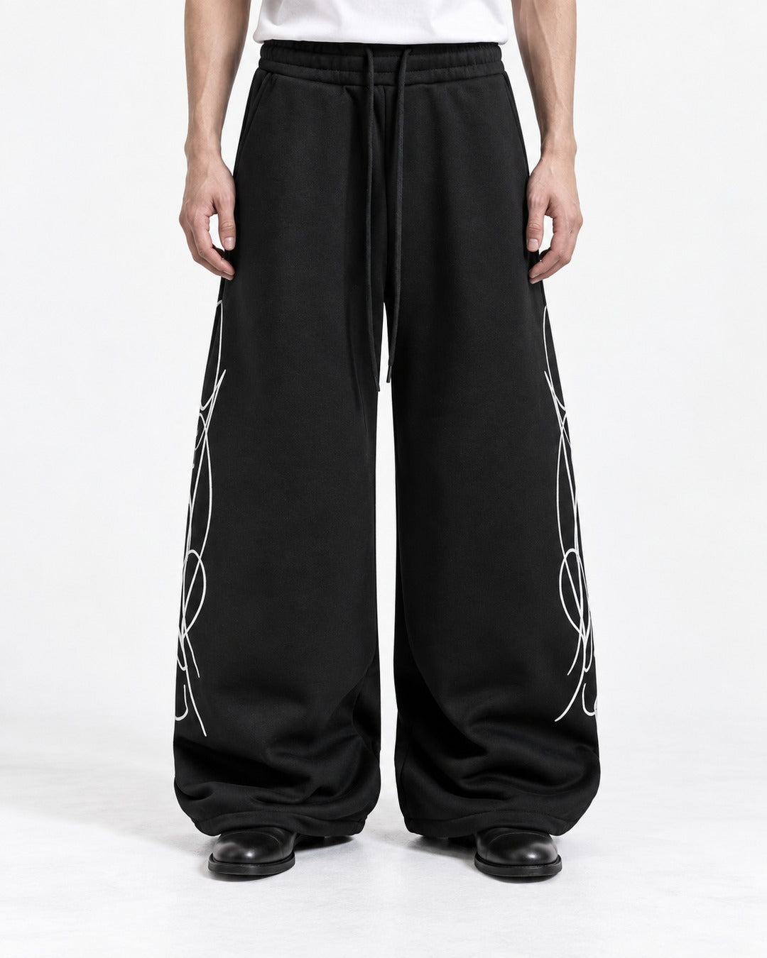Pinstripe Line Art Wide Sweatpants