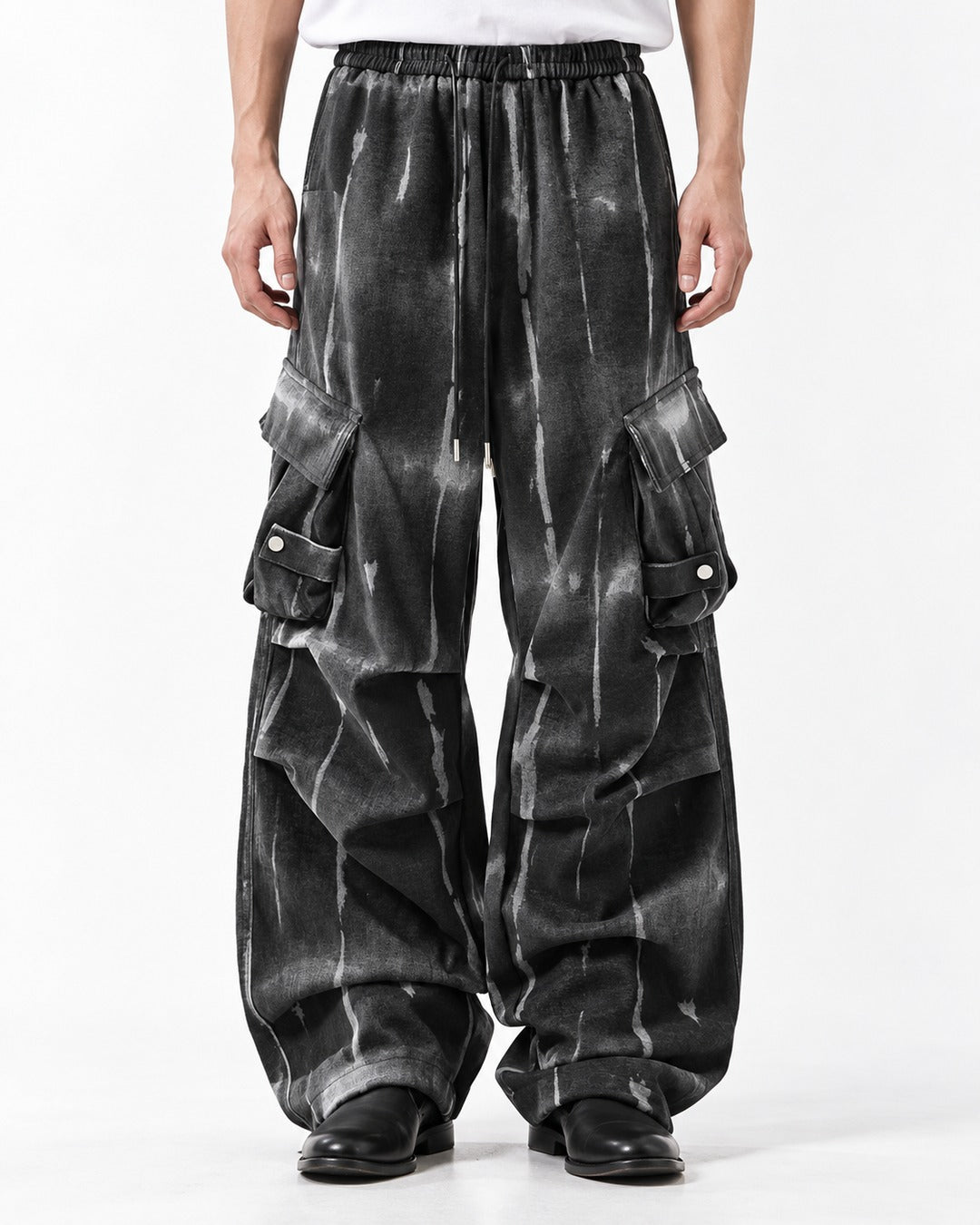 Tie-Dye Wide-Leg Cargo Pants