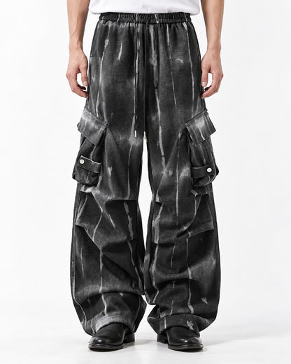 Tie-Dye Wide-Leg Cargo Pants