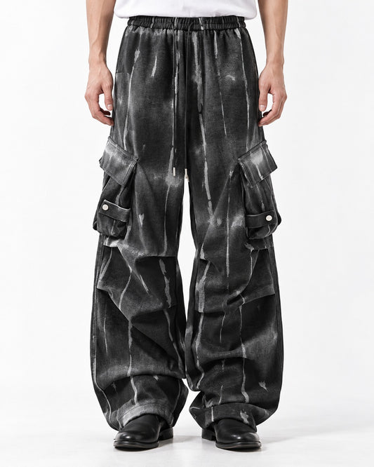 Tie-Dye Wide-Leg Cargo Pants