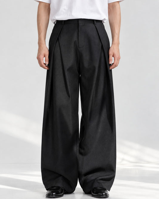 Deep-Pleat Wide Trousers