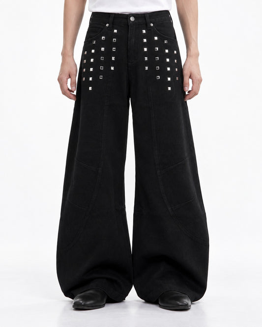 Studded Wide Leg Denim Pants