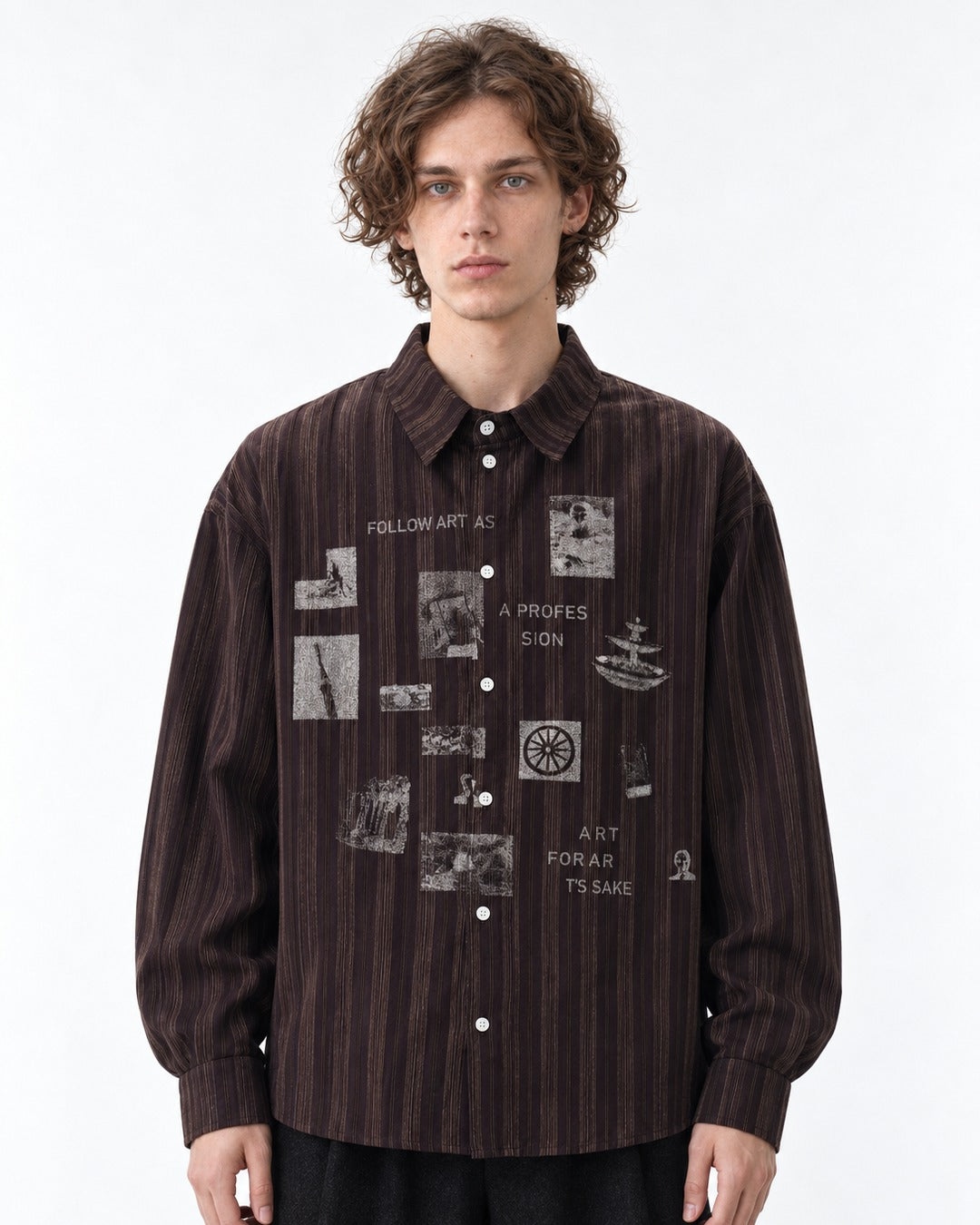 Striped Art-Collage Shirt
