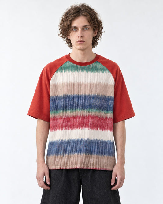 Retro Gradient Stripe Raglan Top