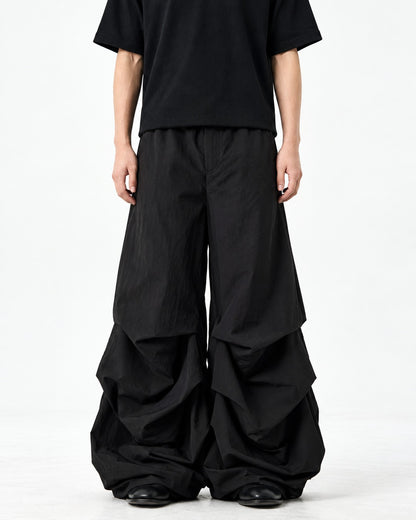 Gathered Wide-Leg Parachute Pants