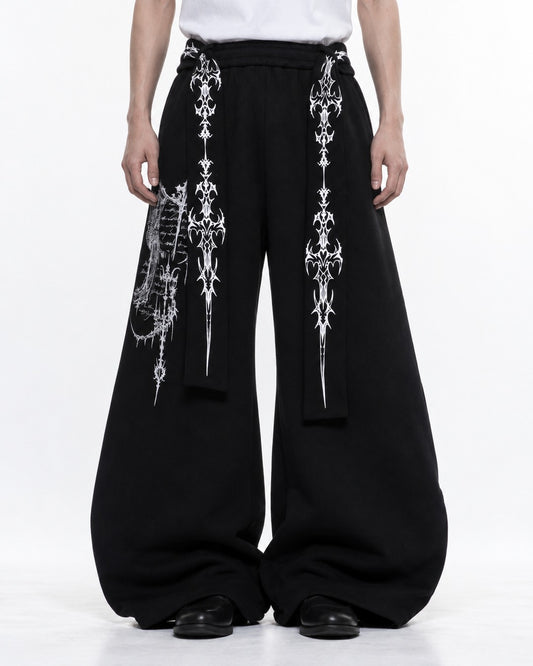 Thorn Print Lace-Up Sweatpants