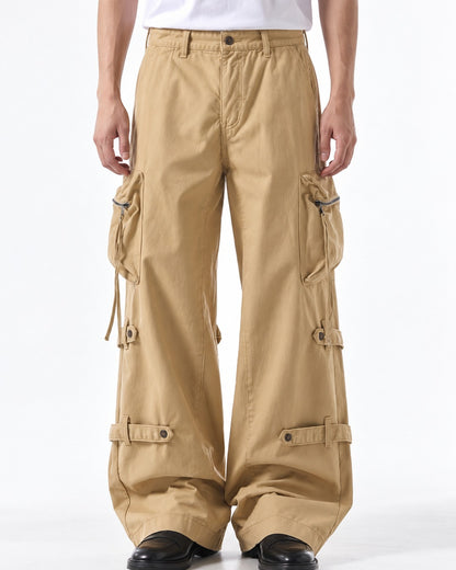 Strap Detail Zip Pocket Cargo Pants