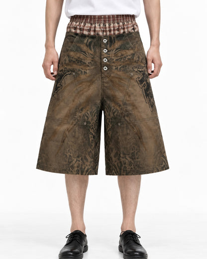 Faded Leopard Print Wide Shorts