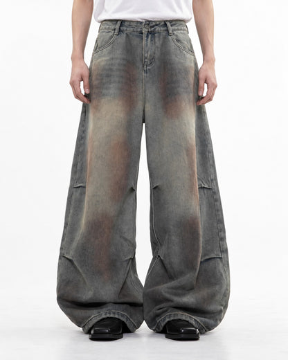 Rust Gradient Wide-Leg Denim Pants