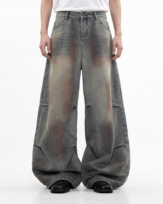 Rust Gradient Wide-Leg Denim Pants