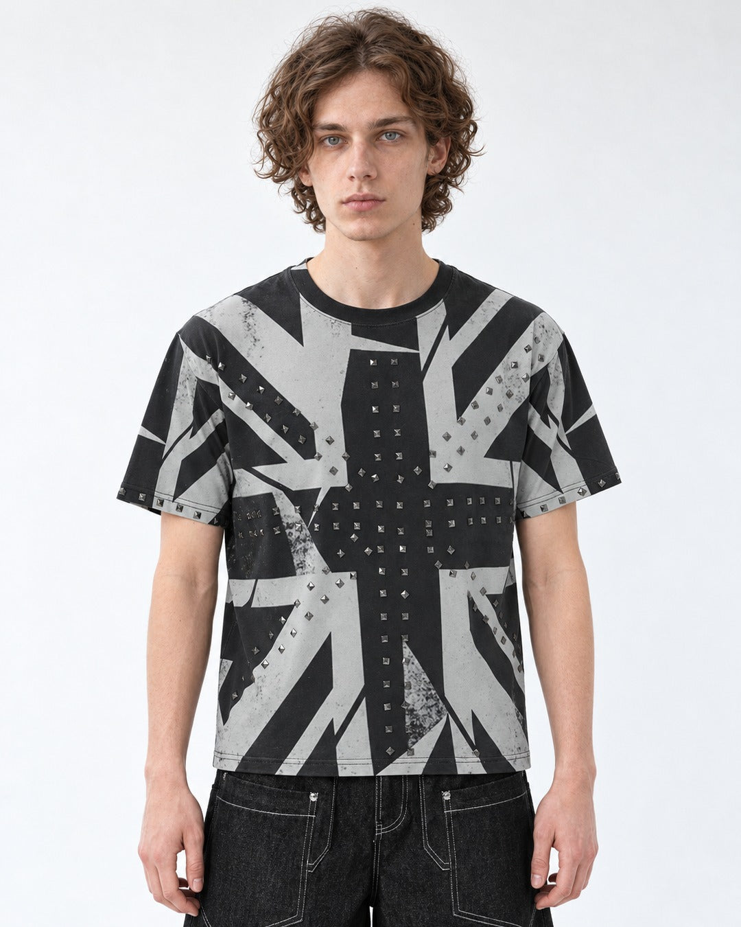 Union Jack Print Stud T-Shirt