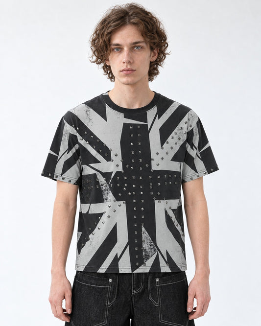 Union Jack Print Stud T-Shirt