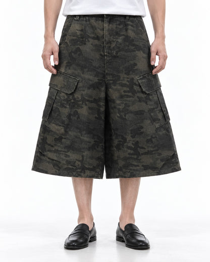 Camouflage Cargo Wide Shorts