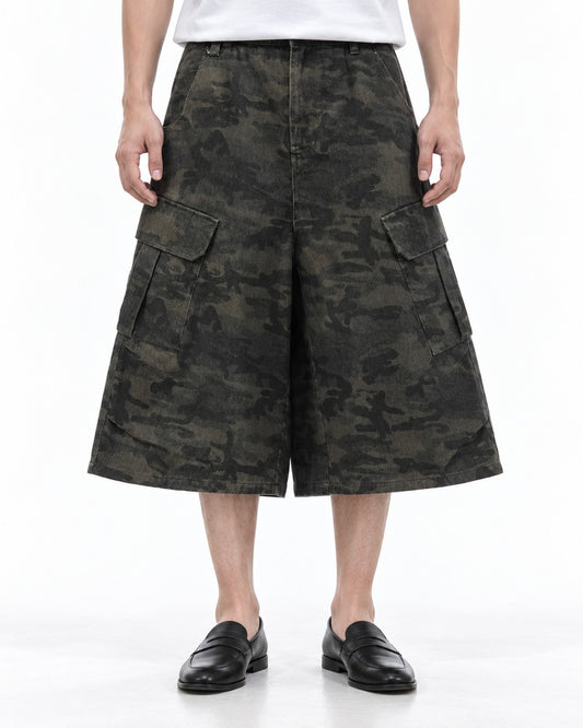 Camouflage Cargo Wide Shorts