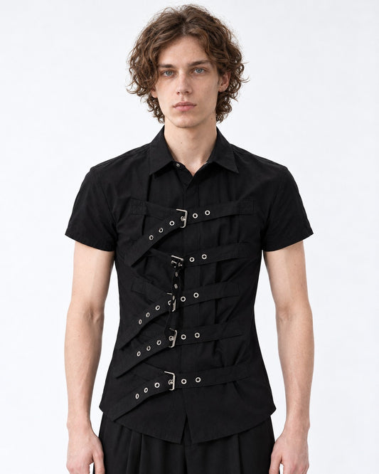 Diagonal Strap Eyelet Shirt
