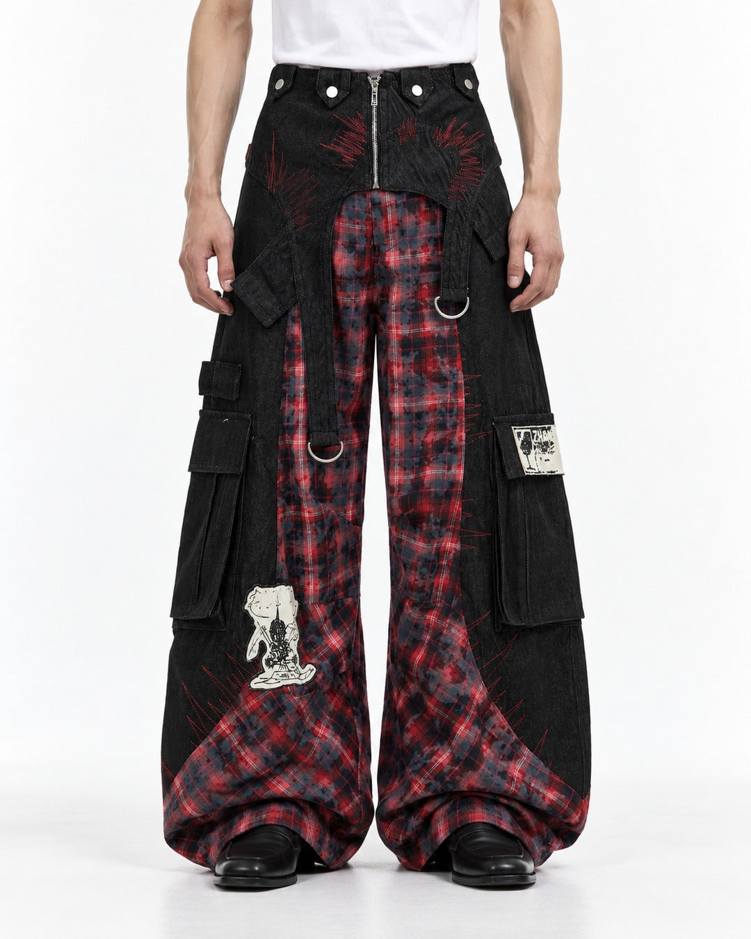Tartan Panel Patchwork Pants