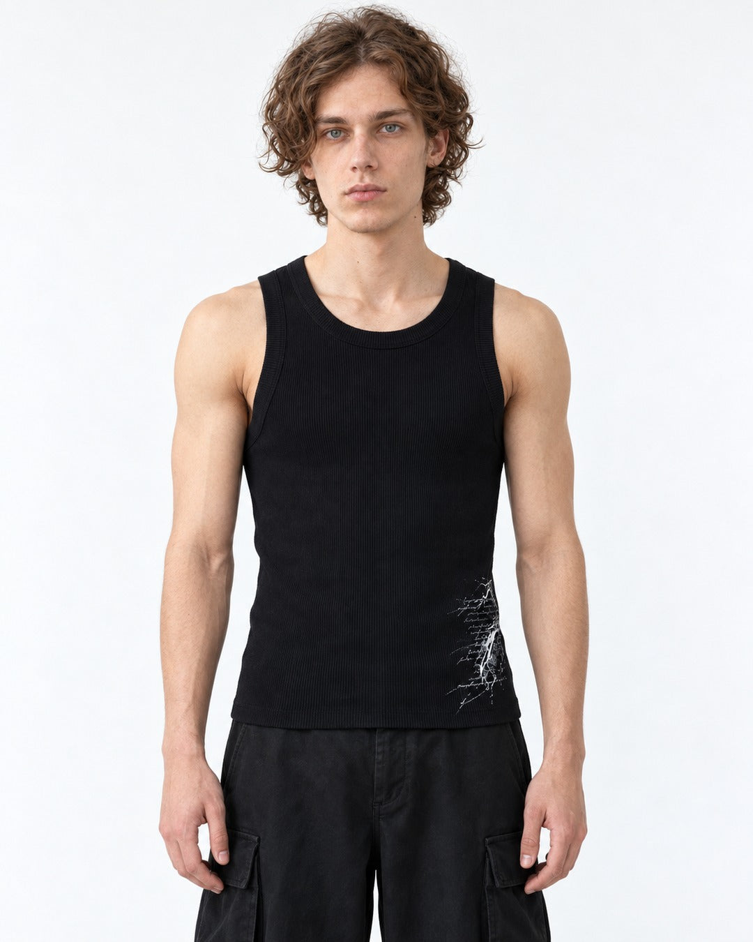 Ribbed Tank Top with Graphic Print