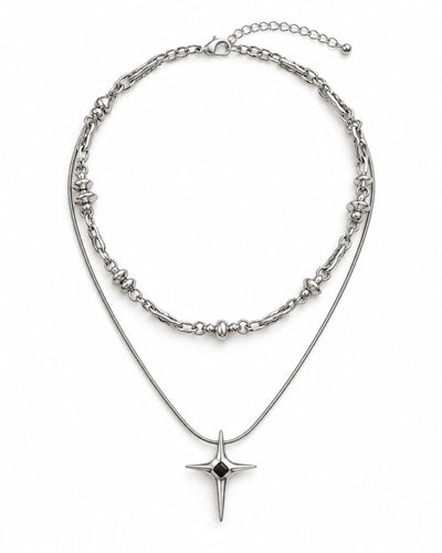 Starburst Double-Layer Chain Irregular Necklace