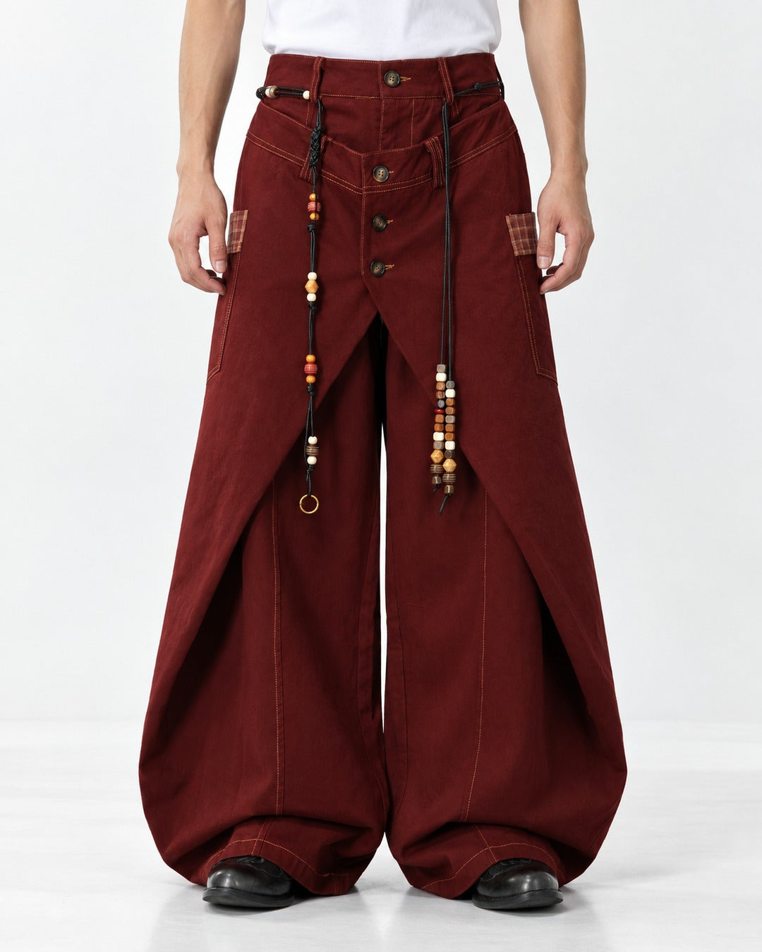 Wrap Front Wide-Leg Trousers